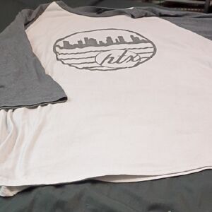 Anvil Gray and White Long Sleeve Tee